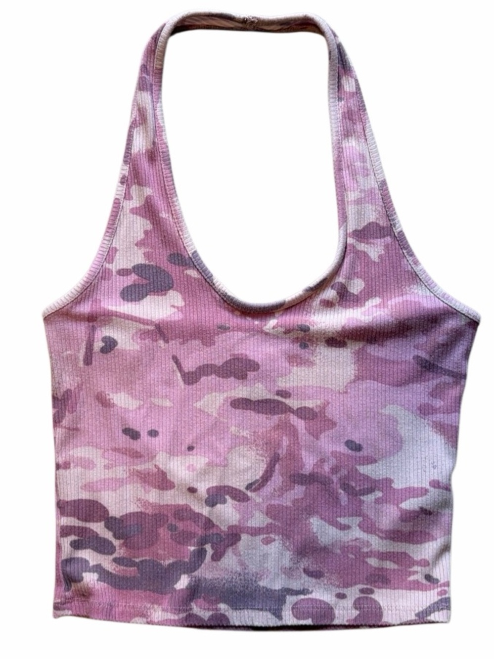 Urban Outfitters BDG Pink Camo Ribbed Halter Tank Top Large
